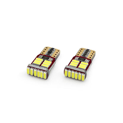 Set becuri auto cu LED CANBUS compatibil T10e W5W 18 SMD Alb 12V, destinat competitiilor auto sau off-road-0