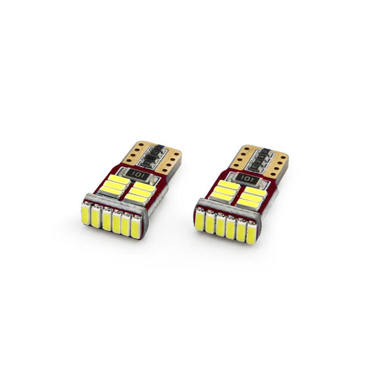 Set becuri auto cu LED CANBUS compatibil T10e W5W 18 SMD Alb 12V, destinat competitiilor auto sau off-road-0