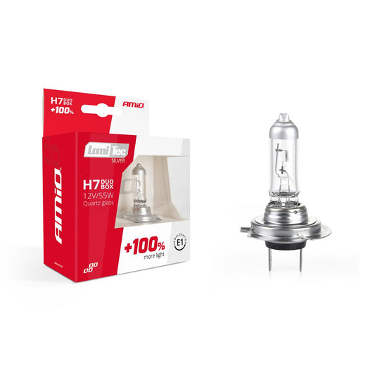 Set becuri cu halogen H7 12V 55W LumiTec SILVER + 100% DUO BOX-0