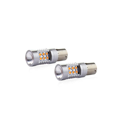 Set becuri auto cu LED CANBUS compatibil P21W BA15S 24 SMD 6.2W Orange 12/24V, destinat competitiilor auto sau off-road-0