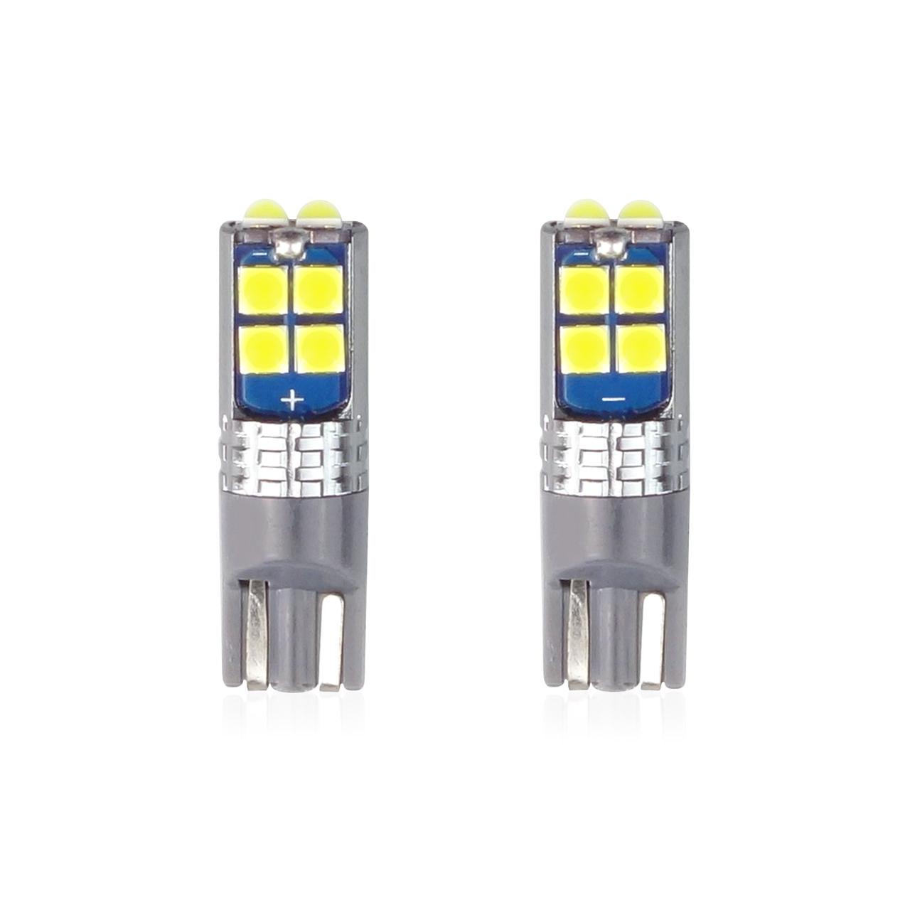 Set becuri auto cu LED CANBUS compatibil T10 W5W 10 SMD Alb 12/24V, destinat competitiilor auto sau off-road-0