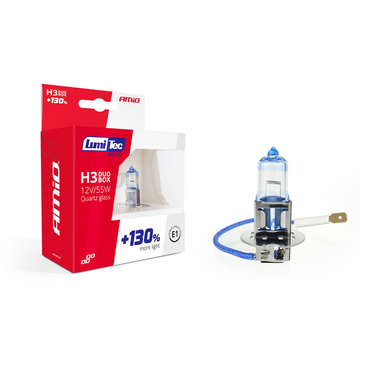Set becuri cu halogen H3 12V 55W LumiTec LIMITED + 130% DUO BOX-0