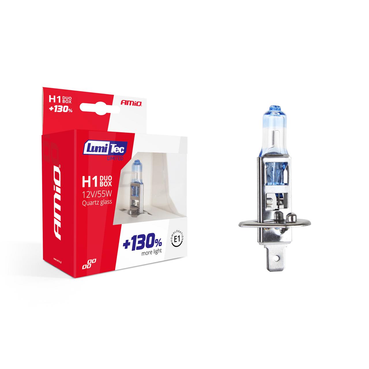 Set becuri cu halogen H1 12V 55W LumiTec LIMITED + 130% DUO BOX-0