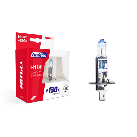 Set becuri cu halogen H1 12V 55W LumiTec LIMITED + 130% DUO BOX-0