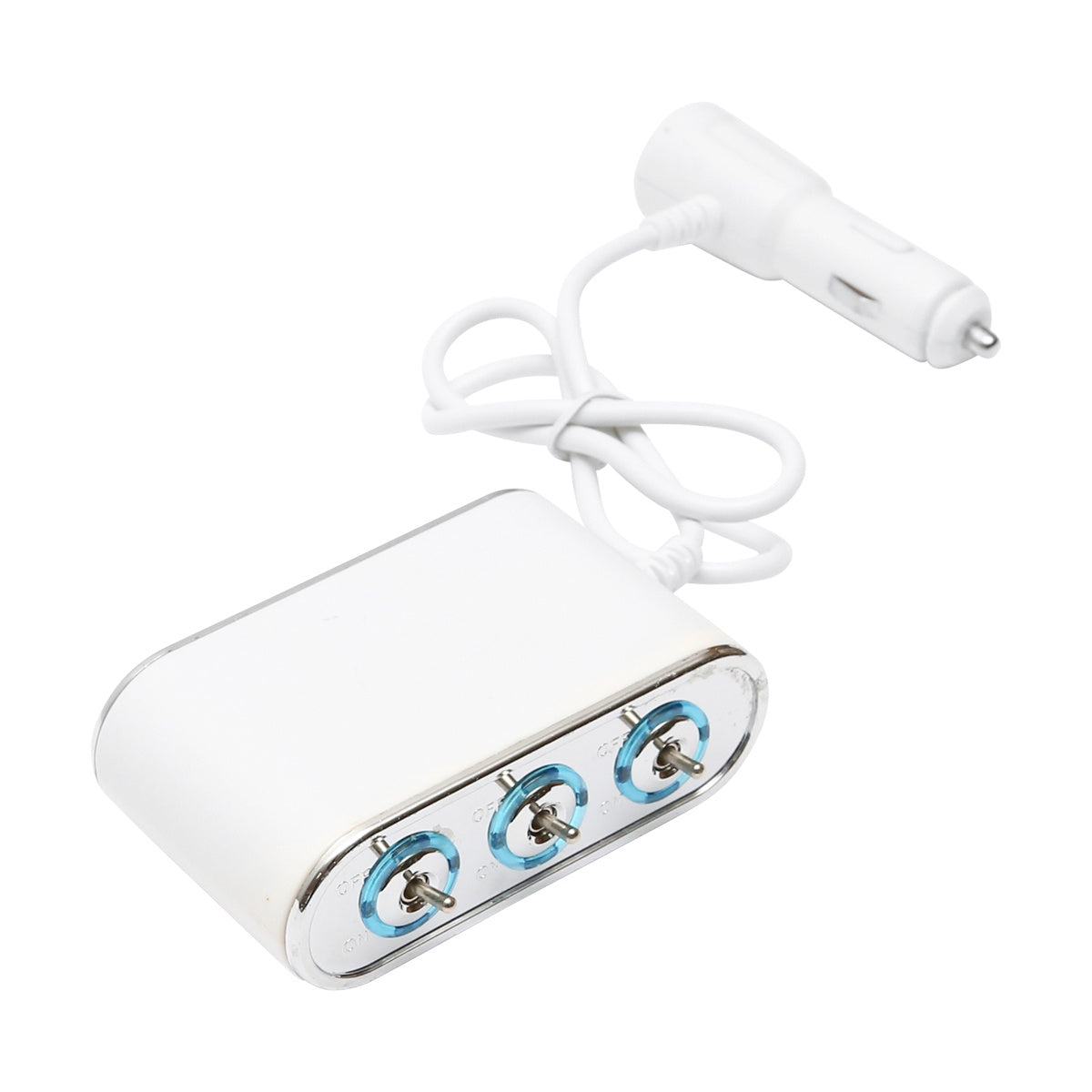 Adaptor bricheta auto tripla 12/24V, iluminata LED, cu intrerupator individual si 1 port USB, 5V, 2.1A-0