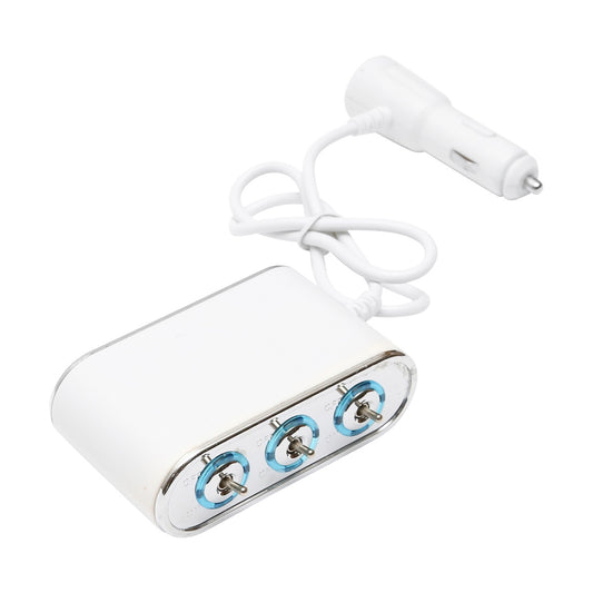 Adaptor bricheta auto tripla 12/24V, iluminata LED, cu intrerupator individual si 1 port USB, 5V, 2.1A-0