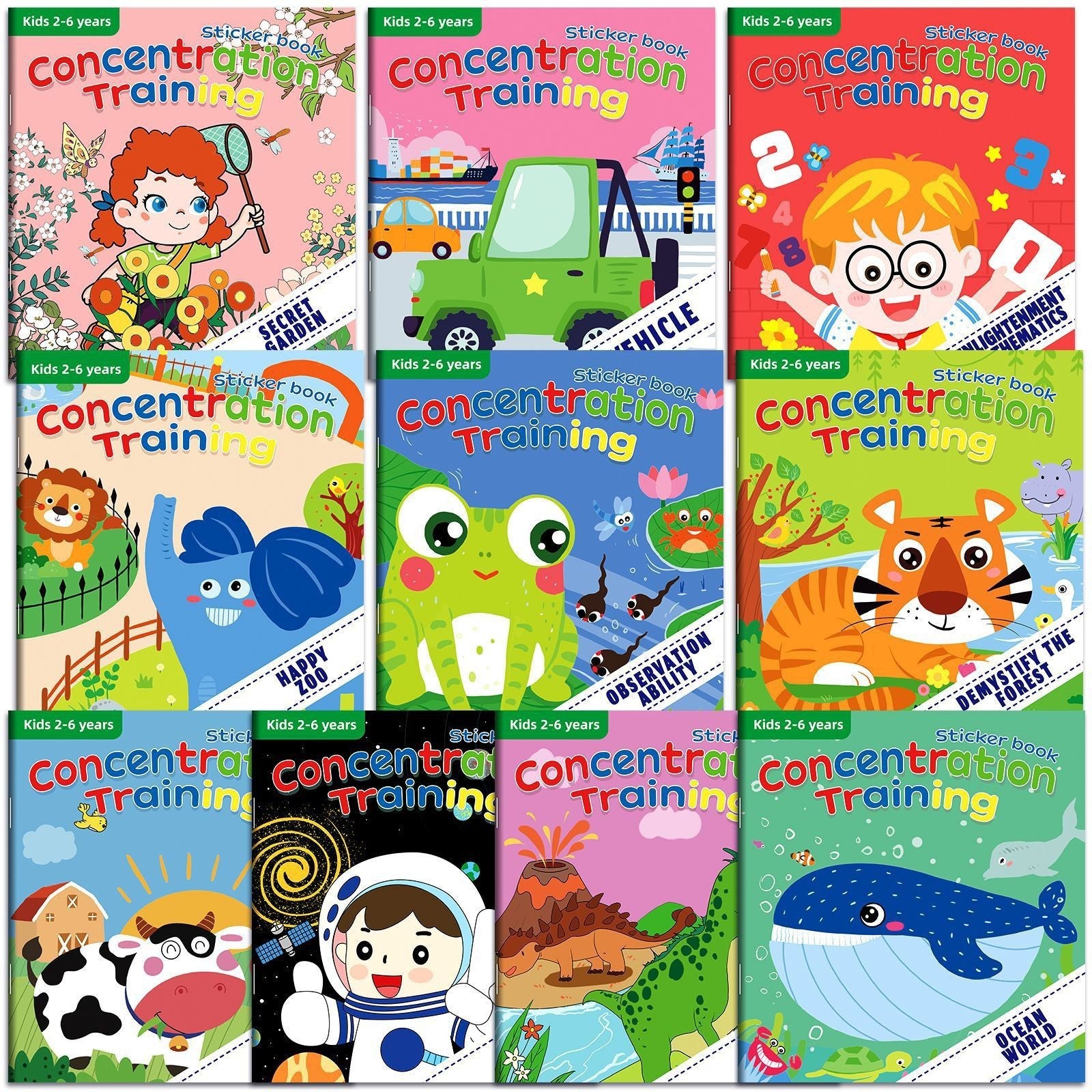 volume de carte de autocolante pentru produse noi transfrontaliere Amazon, care se concentrează pe autocolante de dezvoltare potențială, comoara de iluminare a copiilor Cartea educatie prescolar + DB01-99-0002 (set 10 volume)-0