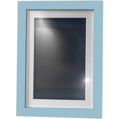 Rama Foto Flippy, cu Magnet, din Lemn, cu Spatiu Pentru Depozitare, Pentru Desene si Picturi A4, Sticla Securizata, Rama MDF, 21x30 cm, Albastru-5