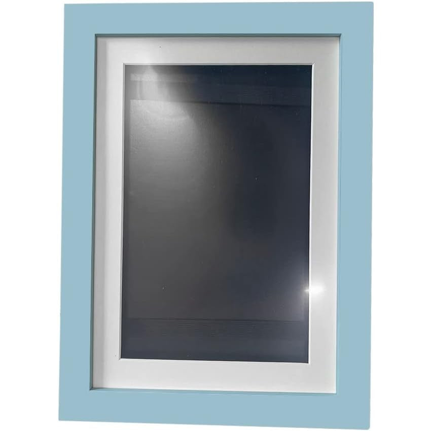 Rama Foto Flippy, cu Magnet, din Lemn, cu Spatiu Pentru Depozitare, Pentru Desene si Picturi A4, Sticla Securizata, Rama MDF, 21x30 cm, Albastru-5