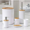 Set Elegant pentru baie format din 6 piese, ABS + lemn, culoare alb/maro-0