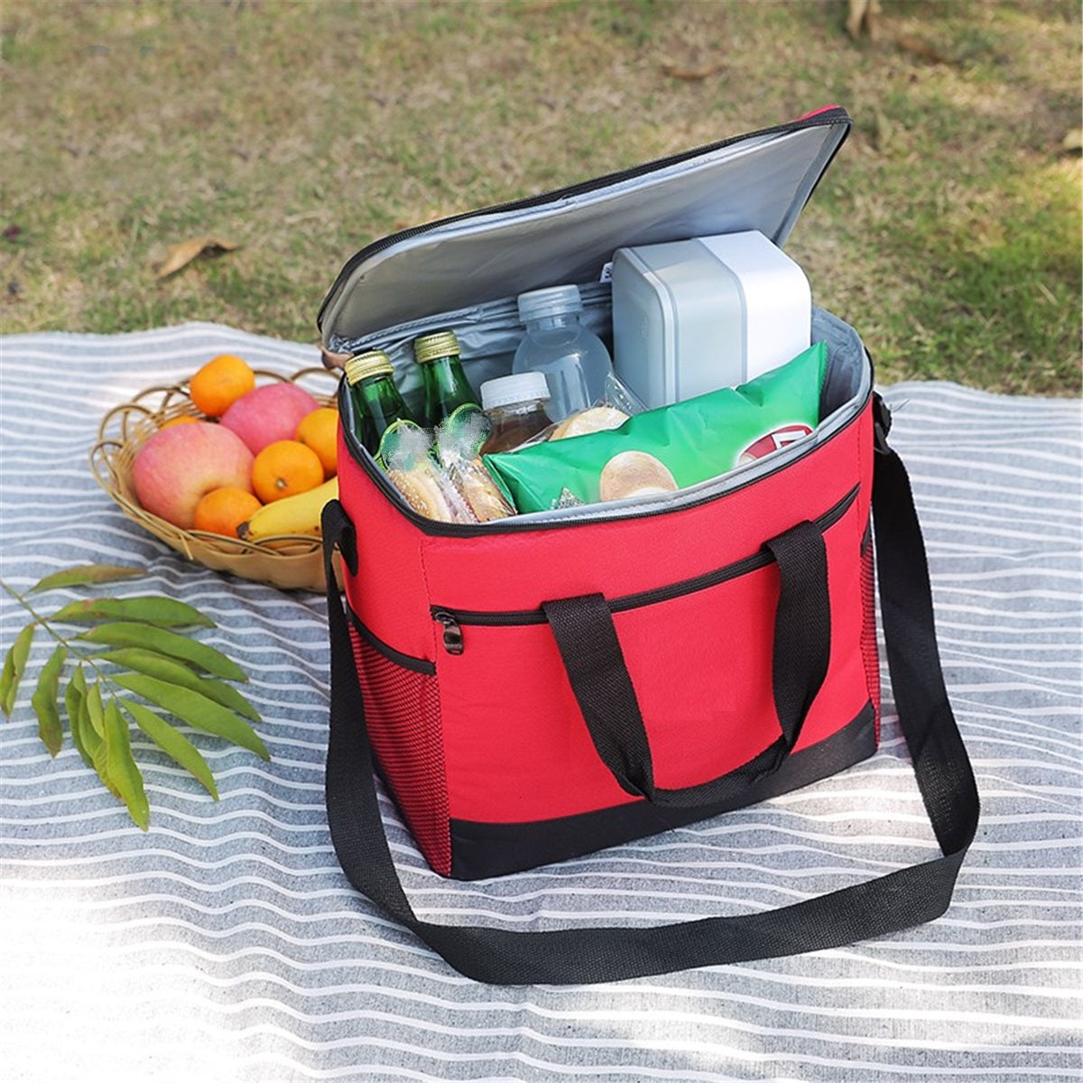 Geanta termoizolanta pentru picnic sau plaja, capacitate 16l, culoare Rosie-0