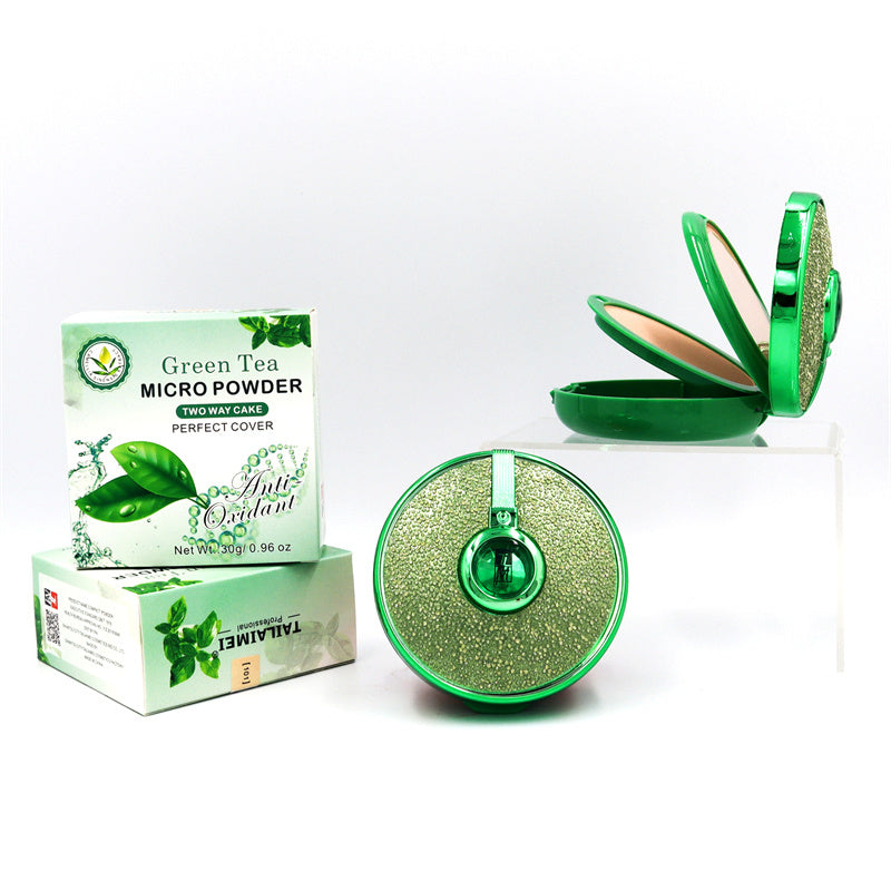 Pudră Compactă 2 în 1 - Pudră Mată și Pudră Iluminatoare - cu Extract de Ceai Verde