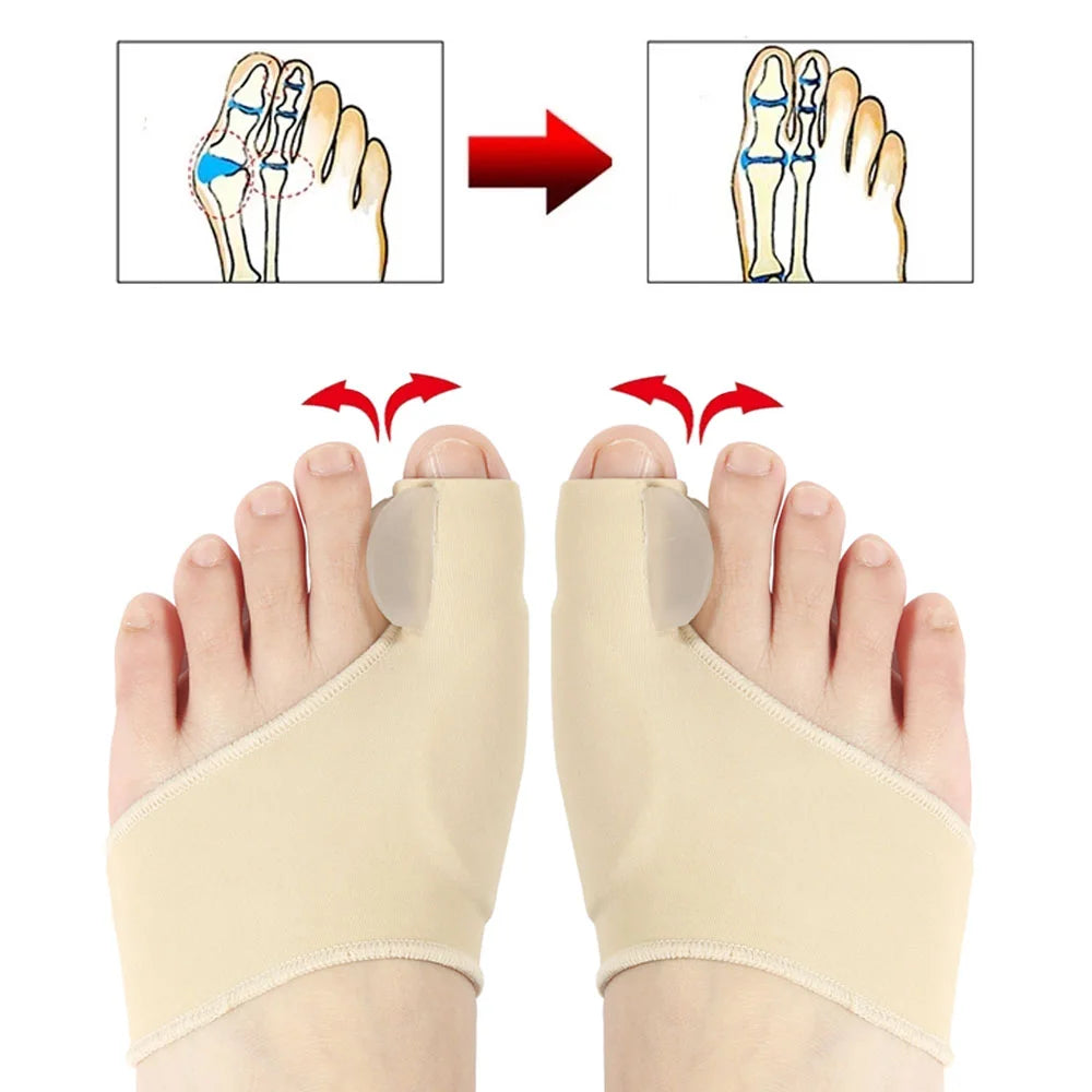 Set 2 bucăți Separator Deget Mare din Material Elastic, Orteza Ortopedică pentru Hallux Valgus cu Gel
