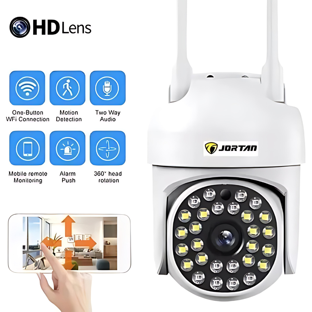 Set 4x Camera de Securitate WiFi Jortan JT-8161QJ - Viziune Nocturnă 30M, 1080P, Alerta Human-ID cu LED-uri Active+4 carduri de 32gb