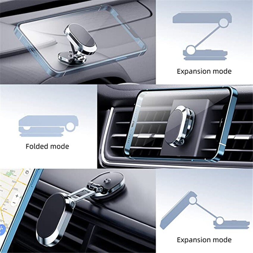 Suport auto magnetic si pliabil, rotativ, din aluminiu