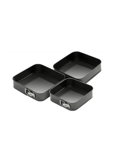 Set 3 tavi forma patrata pentru prajituri sau tort cu fund detasabil