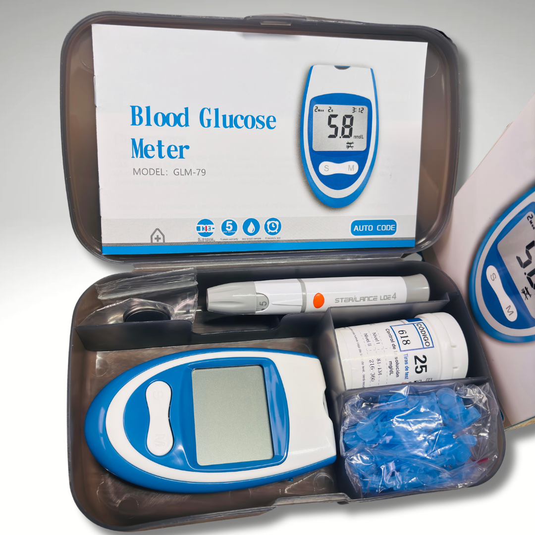 Set Glucometru GLM-79, Înțepător pentru ace, 25 testere, 25 ace sterile, Cutie de transport, Baterie inclusă