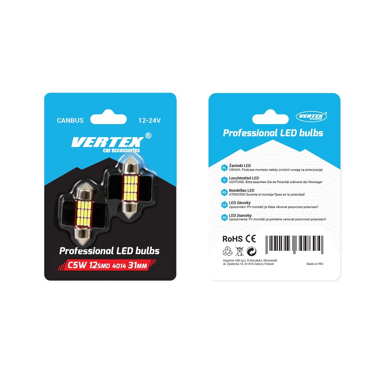 Set becuri auto cu LED CANBUS sofit compatibil C5W 12 SMD 31mm Alb 12/24V, destinat competitiilor auto sau off-road-1