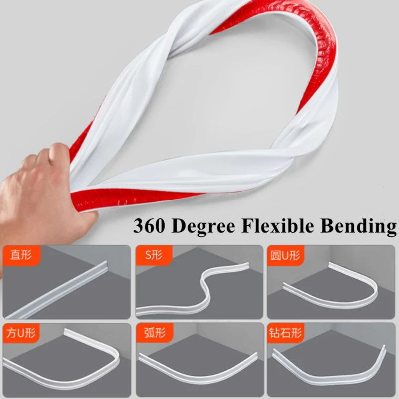 Opritor de apa din silicon pentru baie,cu banda adeziva,lungime 150cm, culoare alba