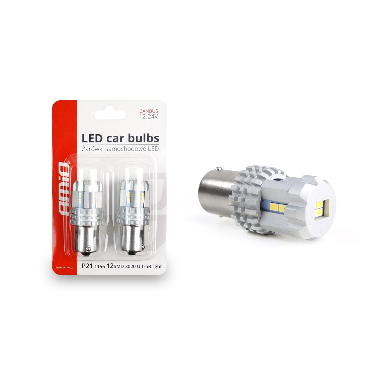 Set becuri auto cu LED CANBUS compatibil P21 R5W/R10W 22 SMD Alb 12V/24V, destinat competitiilor auto sau off-road-1