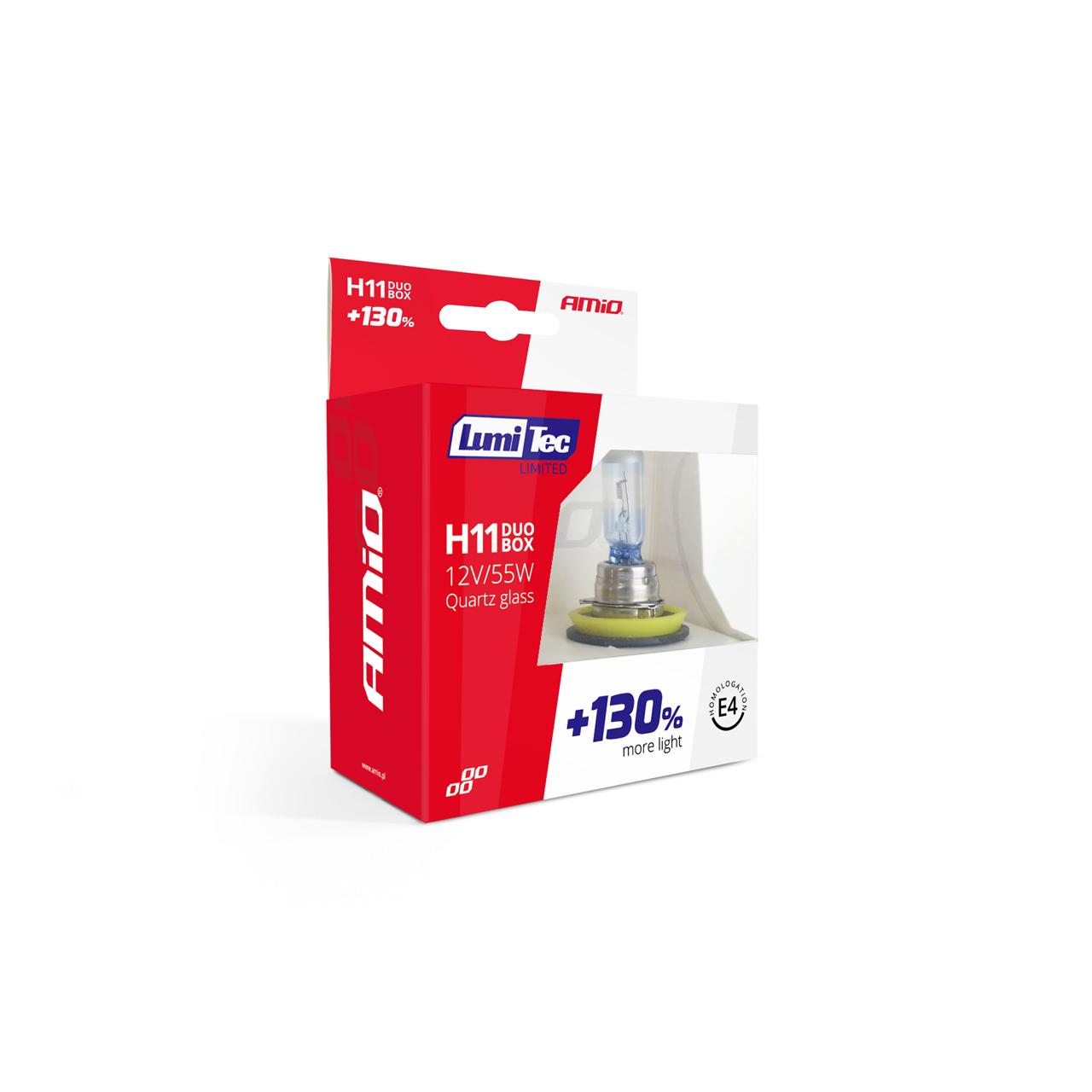 Set becuri cu halogen H11 12V 55W LumiTec LIMITED + 130% DUO BOX-1