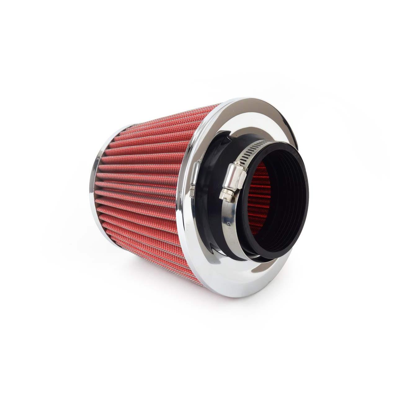Filtru de aer conic rosu + chrome  cu 3 adaptoare-1