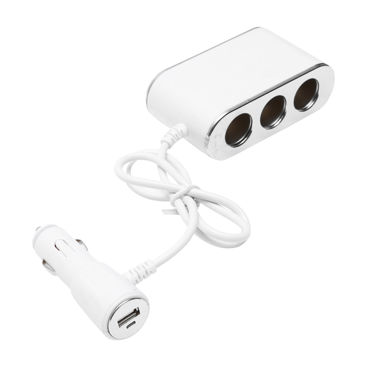 Adaptor bricheta auto tripla 12/24V, iluminata LED, cu intrerupator individual si 1 port USB, 5V, 2.1A-2