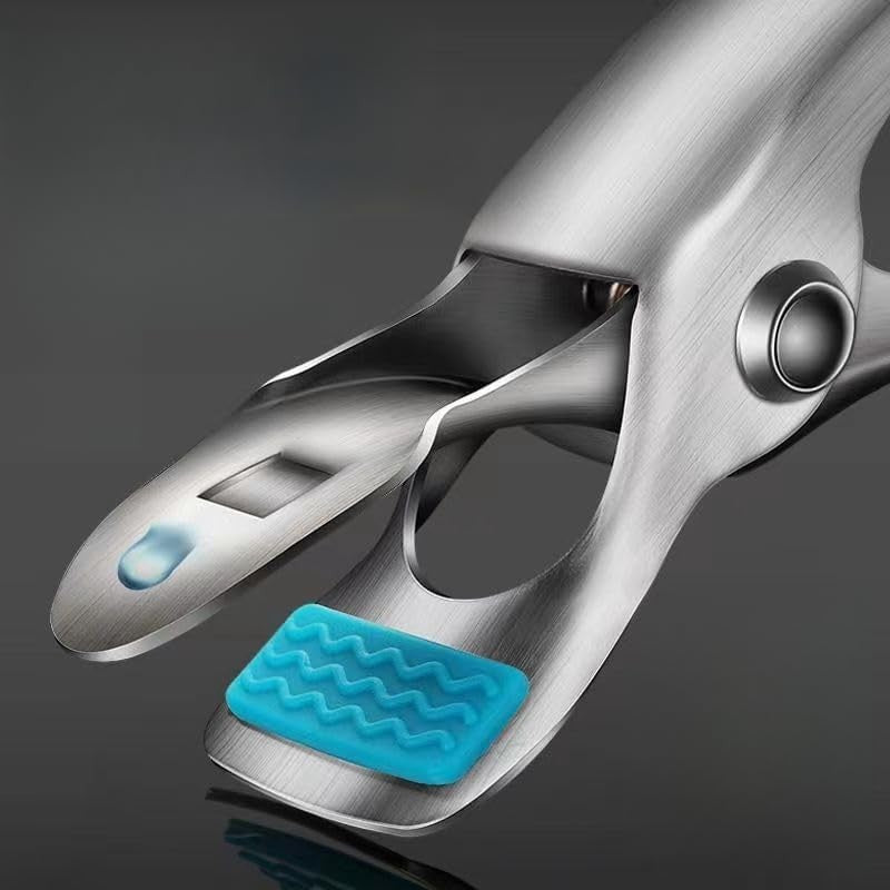 Clema pentru Boluri, Flippy, Anti-Alunecare, din Otel Inoxidabil si Silicon, de Uz Casnic, Rezistent la Temperaturi Inalte, 19.5x3.2 cm, Gri-1