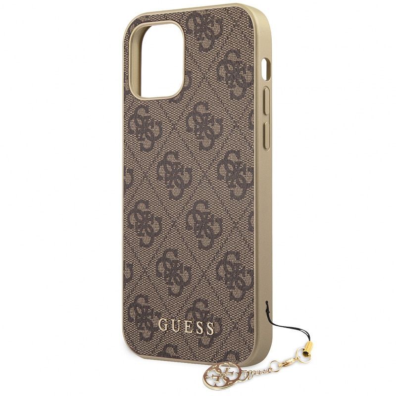 Husă Guess 4G Charms pentru iPhone 12 / 12 Pro – Maro