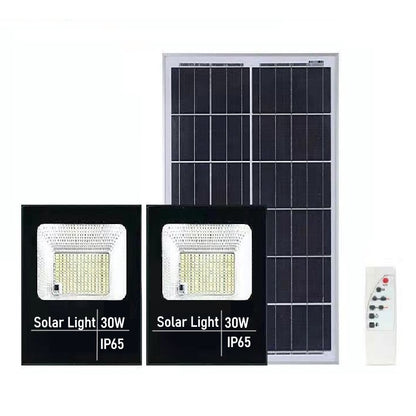 Set 2 proiectoare LED SMD 30W cu incarcare solara Flippy, panou solar, cu telecomanda, suport prindere, material ABS, 1.2AH, 200LED-uri, 13x13.5 cm, negru-0