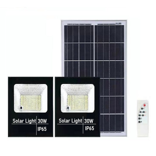 Set 2 proiectoare LED SMD 30W cu incarcare solara Flippy, panou solar, cu telecomanda, suport prindere, material ABS, 1.2AH, 200LED-uri, 13x13.5 cm, negru-0