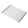 Covoras de Scurgere pentru Chiuveta Bucatarie, din Otel Inoxidabil, Suport Chiuveta, Pliabil, Antiderapant, Usor de Curatat si de Depozitat, 37x30cm, 15 Tuburi, Gri-0
