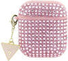 Huse Guess AirPods 1/2 cover pink Rhinestone Triangle Charm