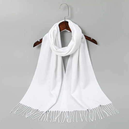 Esarfa din casmir, 190x65 cm - Alb