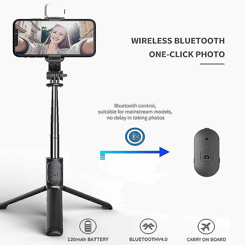 Set 3in1, Selfie Stick cu Lampa LED si Trepied, conectare Bluetooth, alimentare USB-5