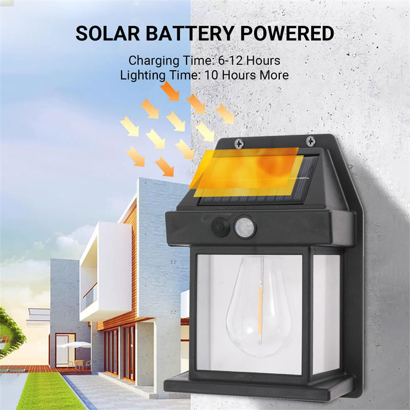 Lampa solara pentru exterior cu model de bec cu filament