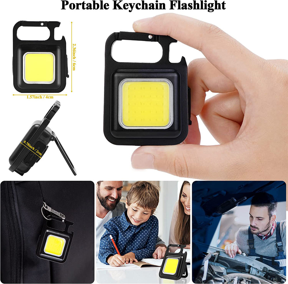 Mini lanternă LED tip  breloc cu lumină multifuncțională portabilă COB lanternă Camping cu încărcare USB  1+1