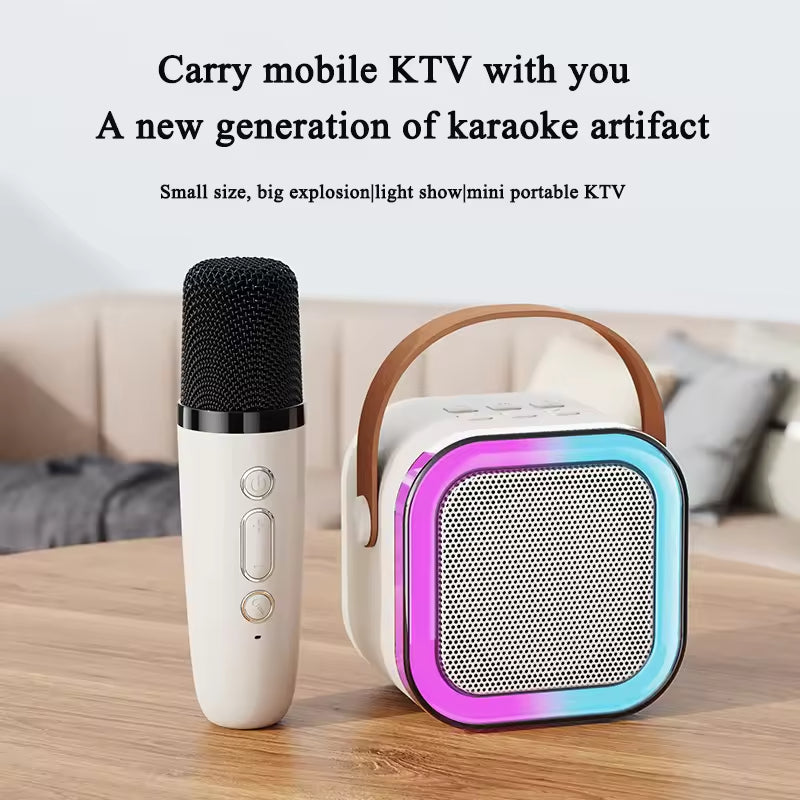 Boxă Portabilă Wireless cu Lumini LED, Funcție Audio și Microfon Karaoke BT Wireless