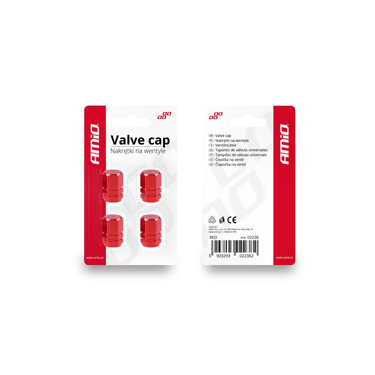 Set capacele auto pentru ventil hexagon rosu 4 buc-3