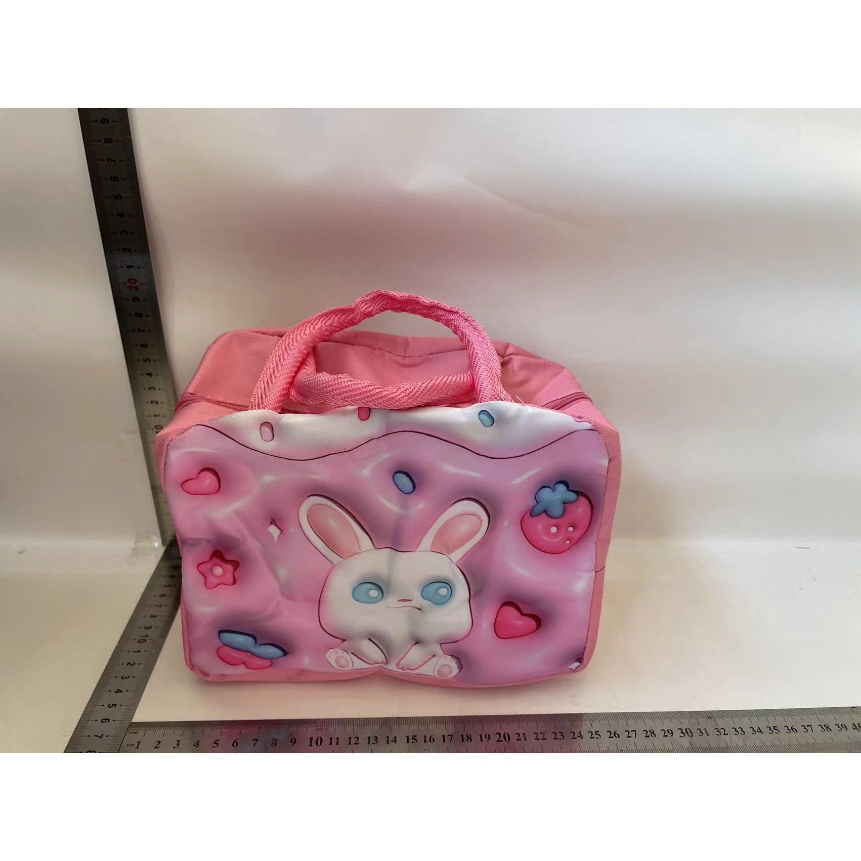 Geantă Frigorifică, Flippy, cu Desene Animate 3D, Portabilă pentru Copii, de Prânz, din Pânză Oxford, 23x13x19 cm, Model Iepuras, Roz-1