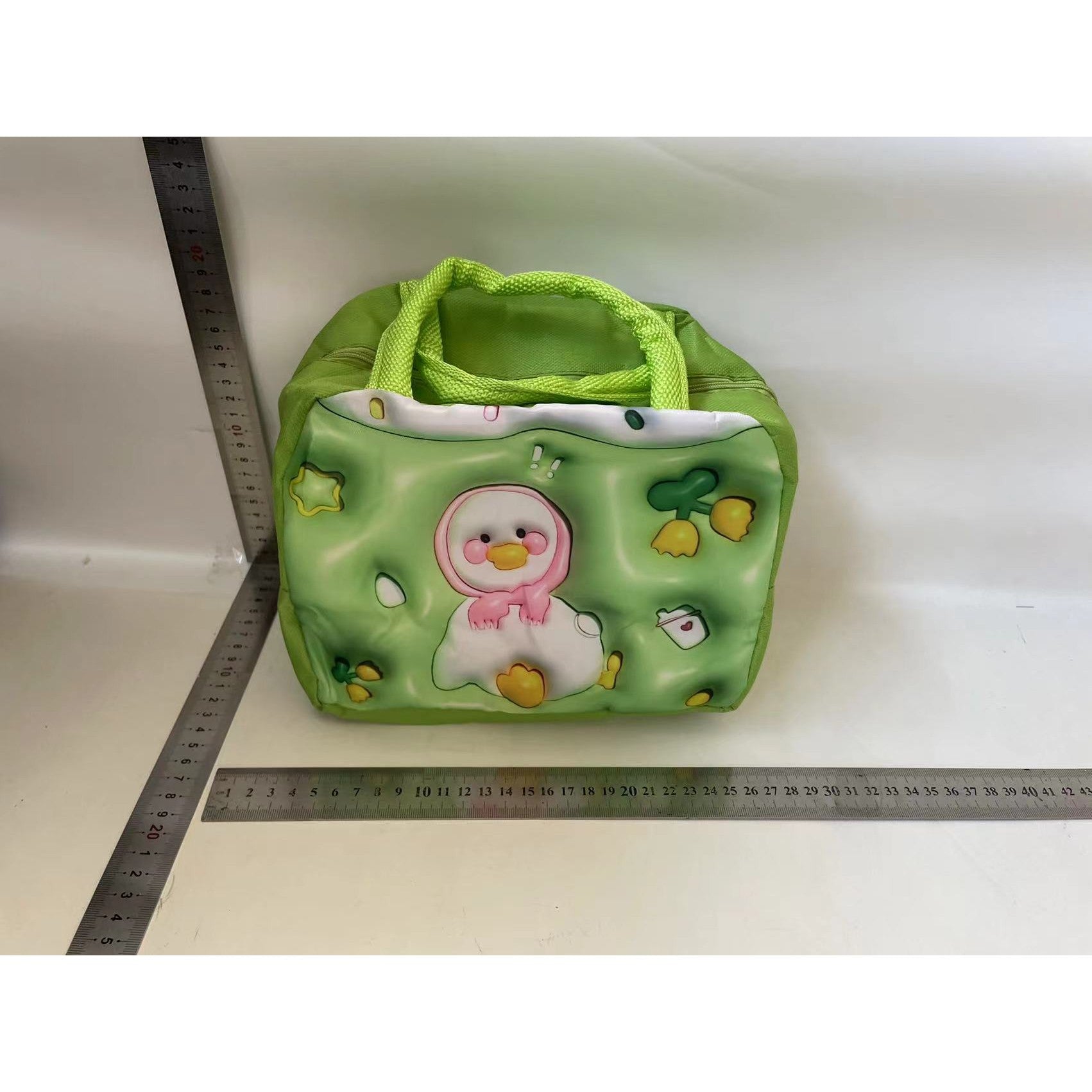 Geantă Frigorifică, Flippy, cu Desene Animate 3D, Portabilă pentru Copii, de Prânz, din Pânză Oxford, 23x13x19 cm, Model Ratusca, Verde-1
