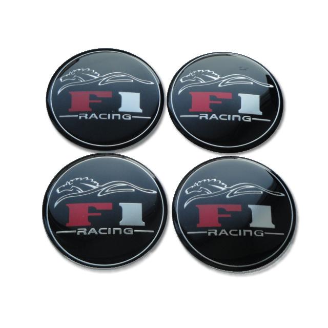Set 4 buc. ornament central janta, model "F1 Black", diametru 5cm-1
