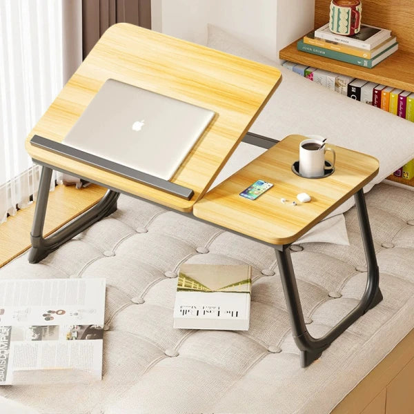 Masă Pliabilă pentru Laptop cu Suport pentru Pahar, Reglabilă în 5 Poziții, Design Ergonomic, 55.3 × 24 × 32 cm