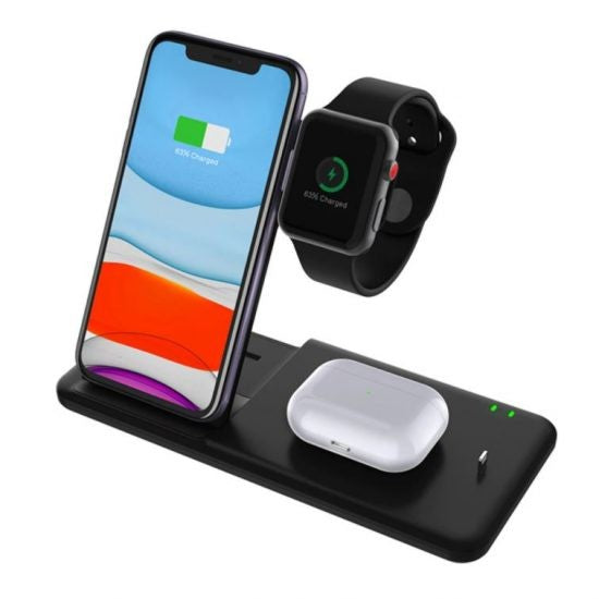Incarcator Wireless FastCharge Flippy 4 In 1, design pliabil, 15W, Compatibil Apple Watch, Airpods, iPhone, Android, Samsung, Huawei, Xiaomi, Oppo, Negru-7