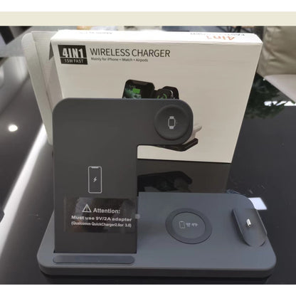 Incarcator Wireless FastCharge Flippy 4 In 1, design pliabil, 15W, Compatibil Apple Watch, Airpods, iPhone, Android, Samsung, Huawei, Xiaomi, Oppo, Negru-8