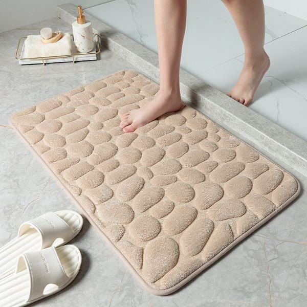 Covoras pentru Baie Antiderapant, Flippy, Uscare Rapida, Model 3D, 40x60 cm, Bej-1