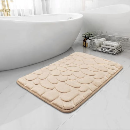 Covoras pentru Baie Antiderapant, Flippy, Uscare Rapida, Model 3D, 40x60 cm, Bej-2