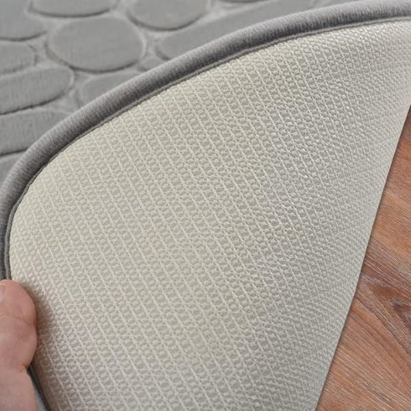 Covoras pentru Baie Antiderapant, Flippy, Uscare Rapida, Model 3D, 40x60 cm, Gri-2