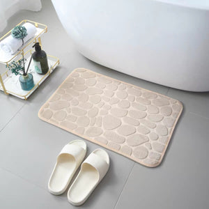 Covoras pentru Baie Antiderapant, Flippy, Uscare Rapida, Model 3D, 40x60 cm, Bej-0