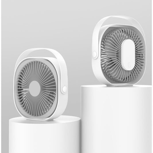 Mini ventilator pentru birou cu usb, Flippy, rotire 360 grade, 3 viteze, 4000 mA, 13.5 x 12,8, Gri-1